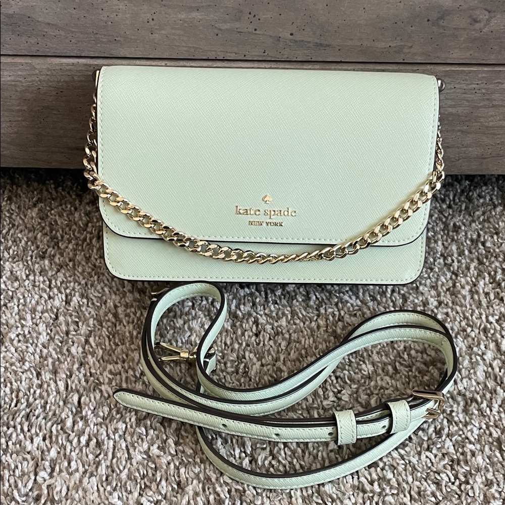 Kate Spade Light Green Crossbody Bag with Gold Chain